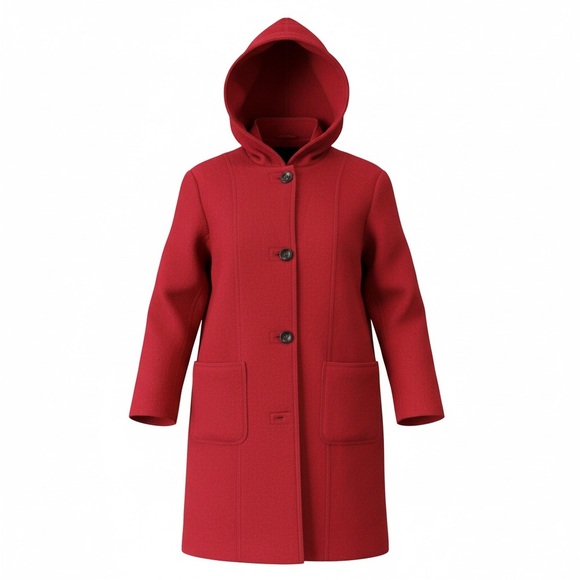 Gerry Weber Jackets & Blazers - Gerry Weber Edition Red Hooded 100% Virgin Wool Trench Coat Size S M Winter